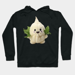 Cute Garlic Vampire Plushie in Leafy Cape Design Hoodie